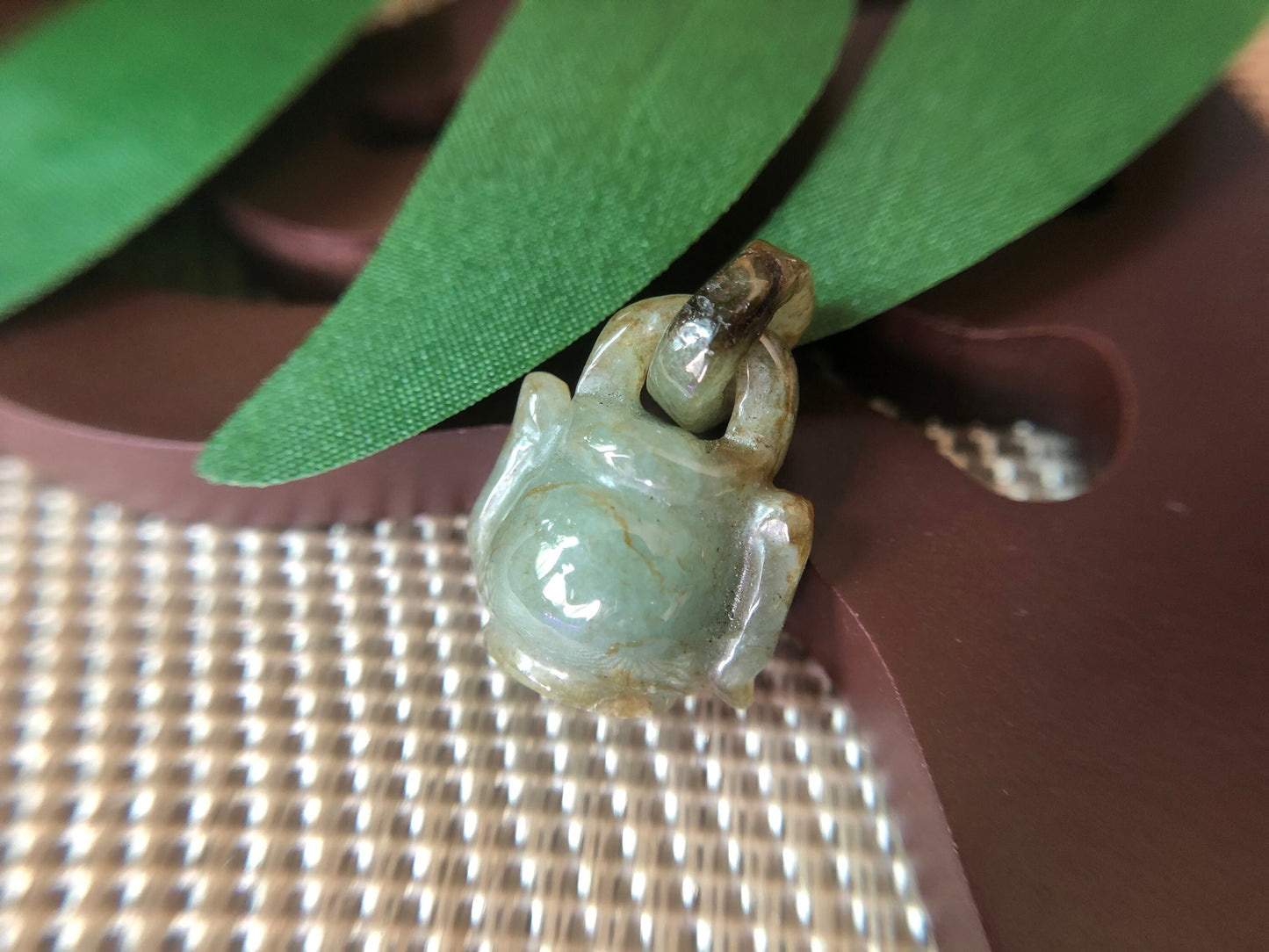 Moss Green Jadeite Jade Teapot Pendant