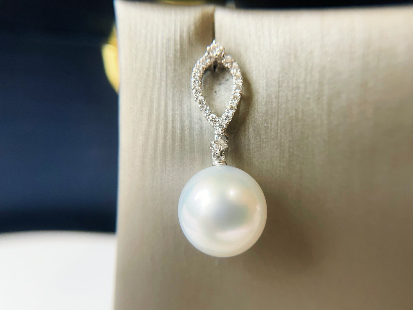 18K White Gold South Sea Pearl and Diamond Earrings