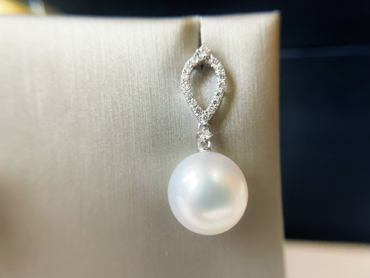 18K White Gold South Sea Pearl and Diamond Earrings