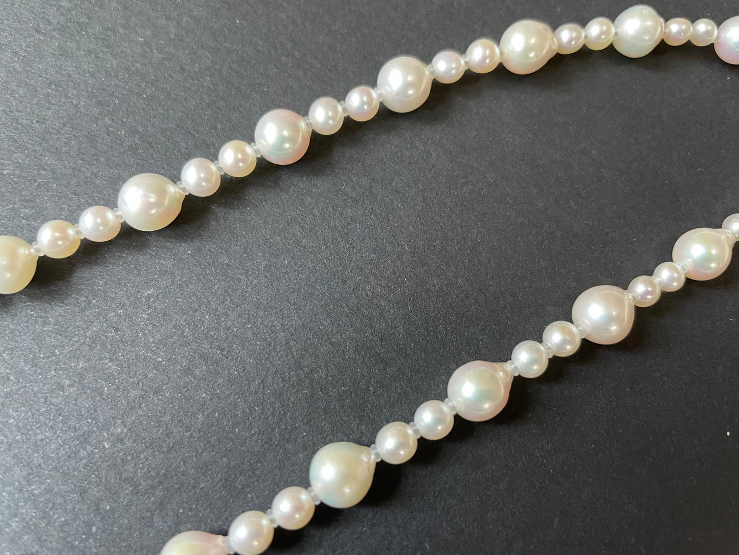 Akoya Pearl Necklace with Pink Tint - Silver Adjustable Chain and Clasp