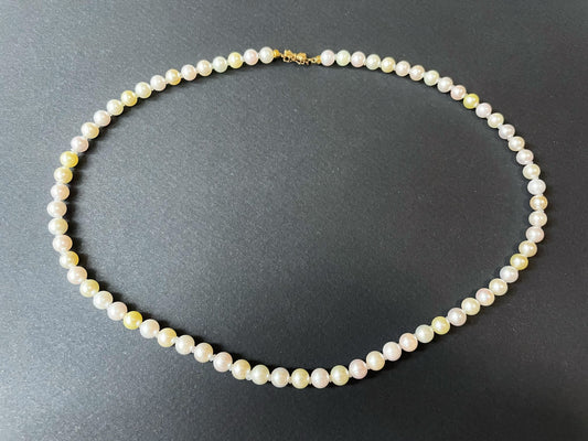 Multi-Color Japan Akoya Pearl Necklace with 14K Gold Ribbon Clasp