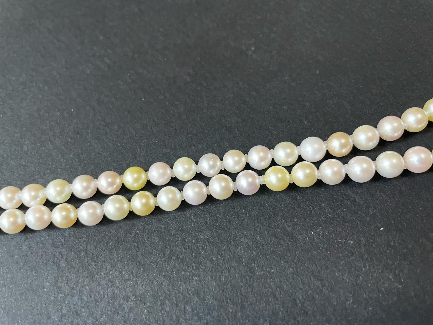 Multi-Color Japan Akoya Pearl Necklace with 14K Gold Ribbon Clasp