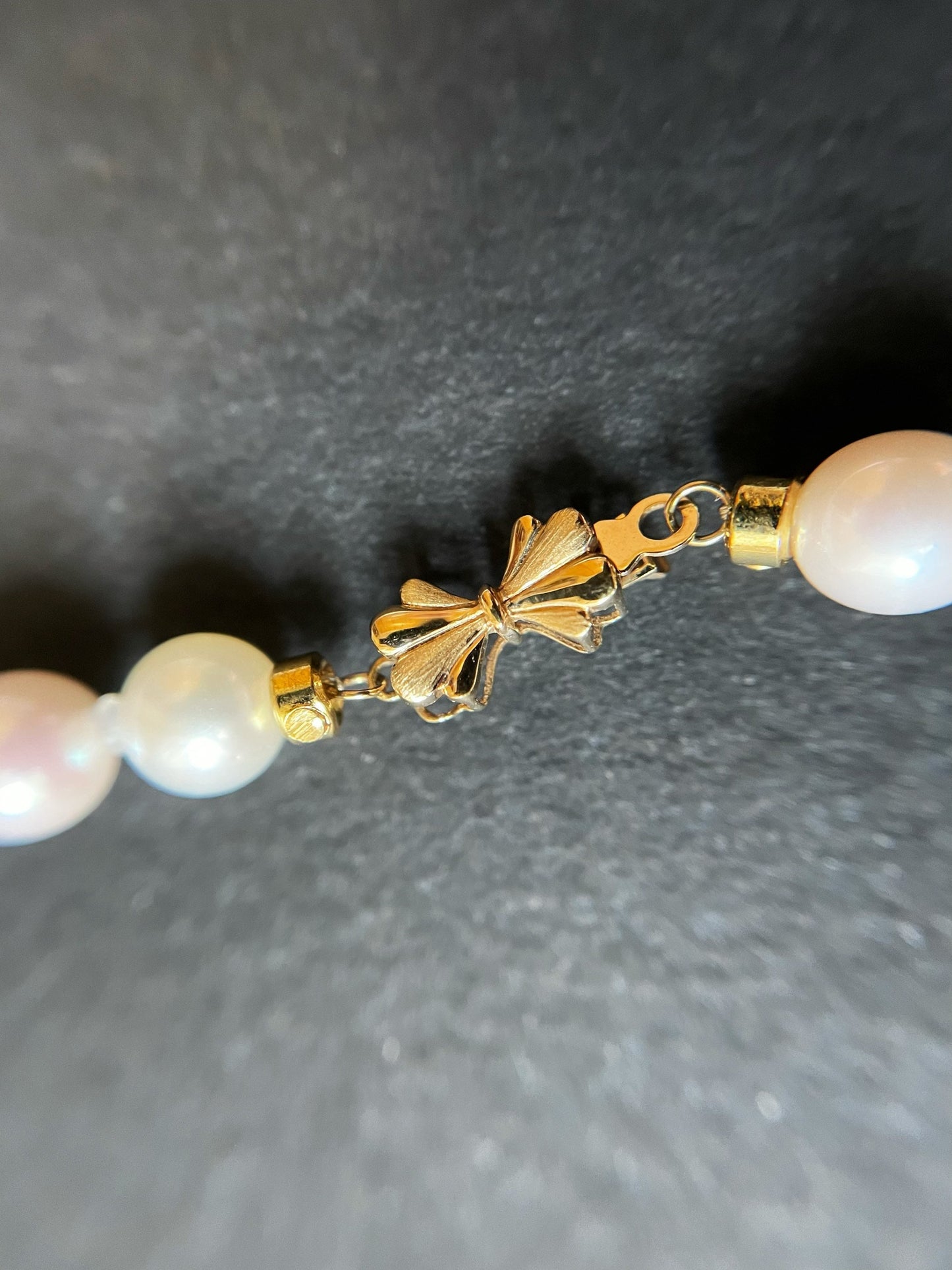 Multi-Color Japan Akoya Pearl Necklace with 14K Gold Ribbon Clasp