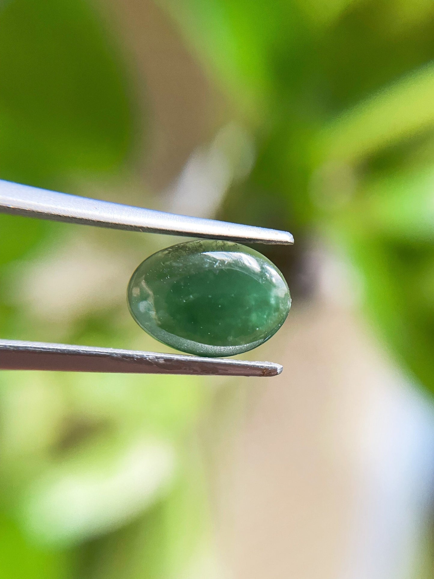 Mossy Green Jadeite Cabochon Loose Gemstone