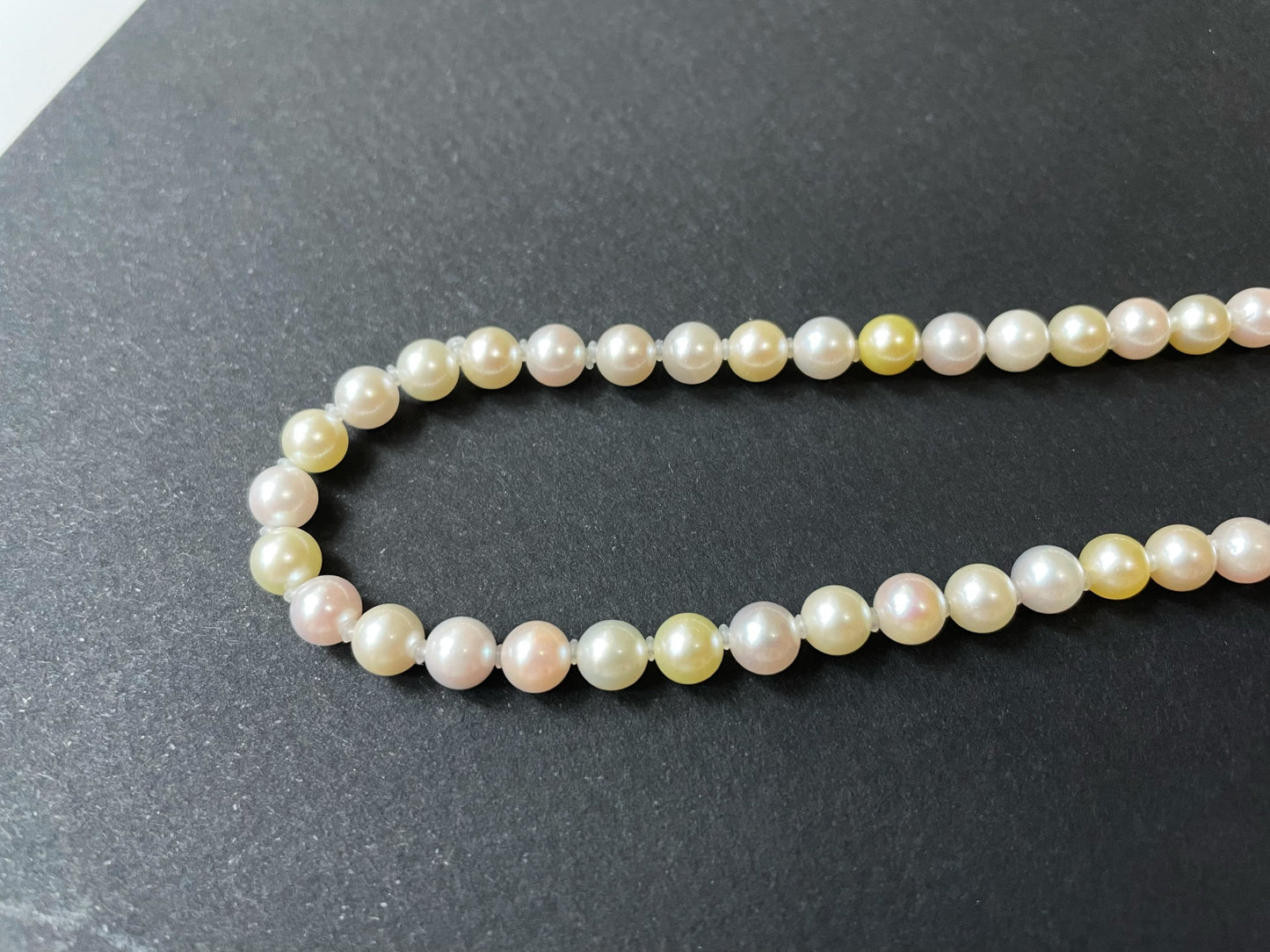 Multi-Color Japan Akoya Pearl Necklace with 14K Gold Ribbon Clasp