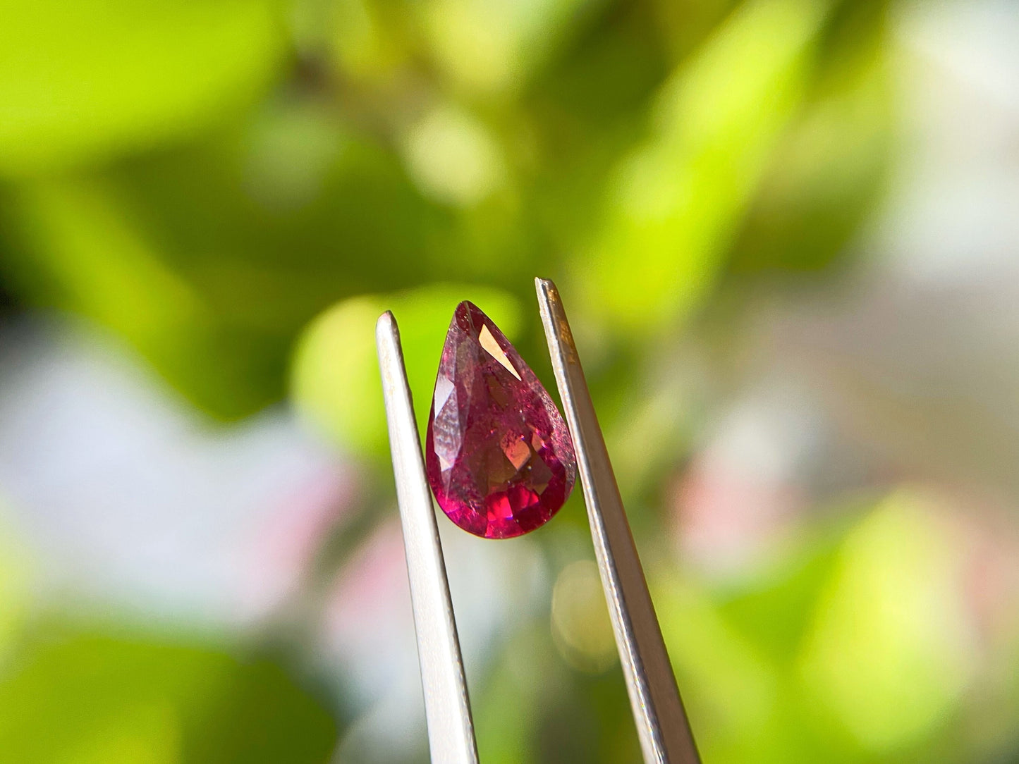 Natural Purplish Red Tear Drop Rubellite Tourmaline