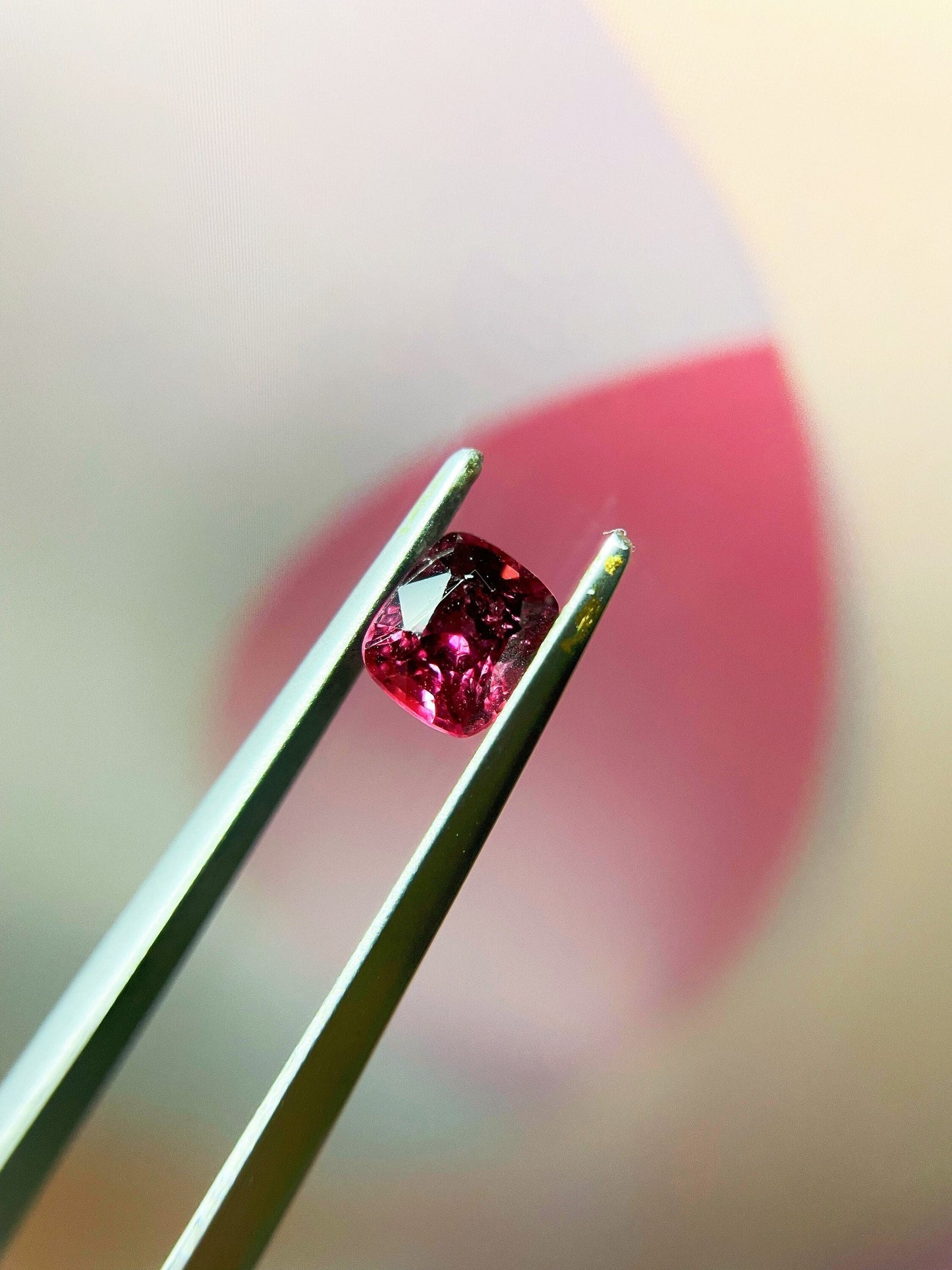 Natural Myanmar Cushion Cut Purplish Red Spinel