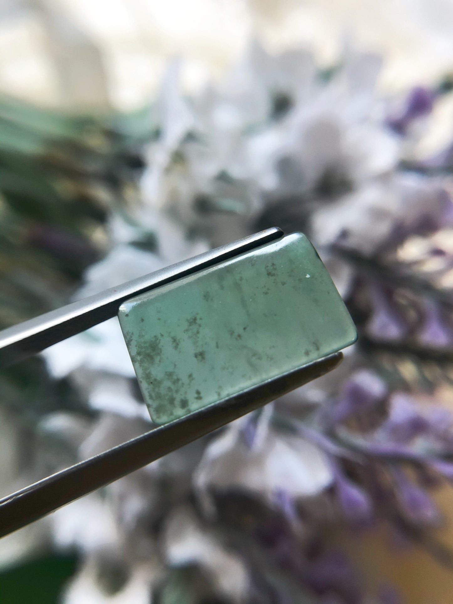 Icy Mossy Green Jadeite Rectangle Loose Gemstone