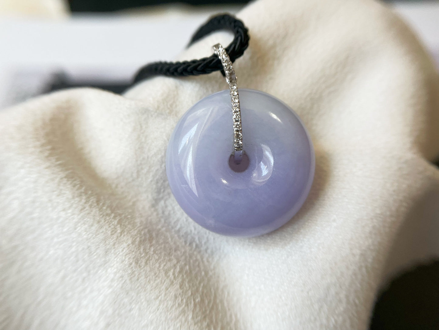 Natural Lavender Icy Type Jadeite Donut Pendant