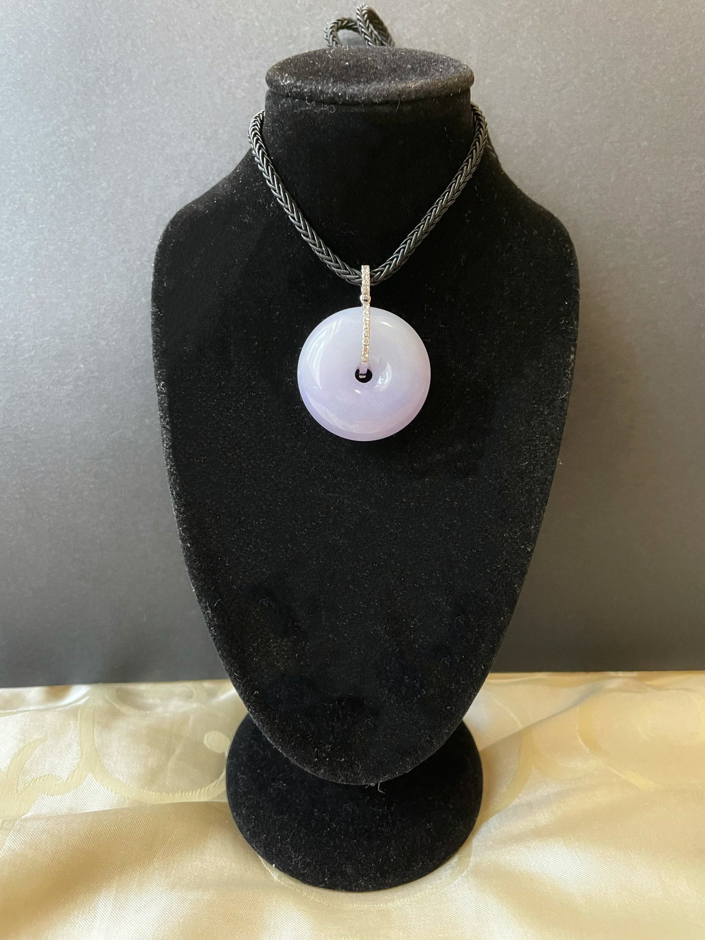 Natural Lavender Icy Type Jadeite Donut Pendant