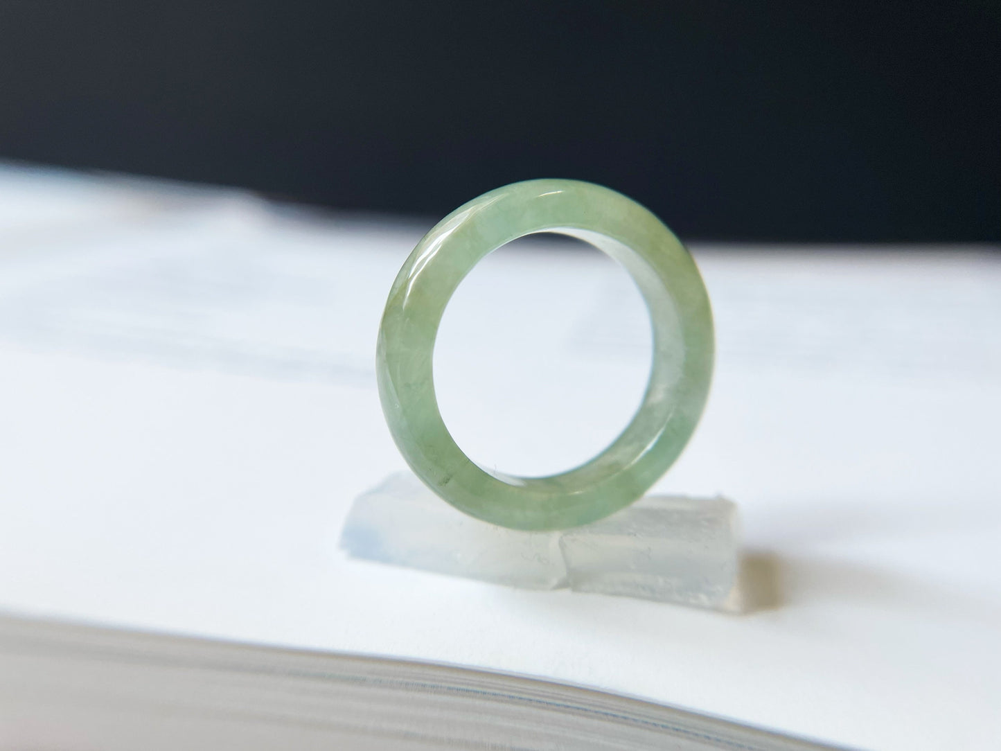 Icy Type Green Jadeite Ring Band - 162mm