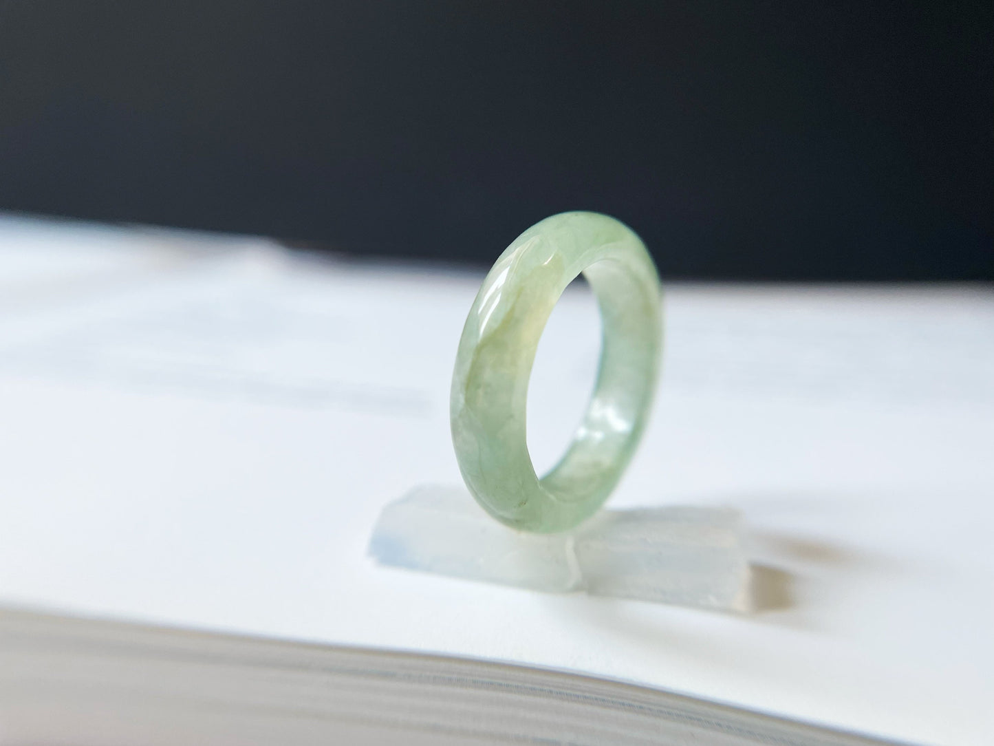 Icy Type Green Jadeite Ring Band - 162mm