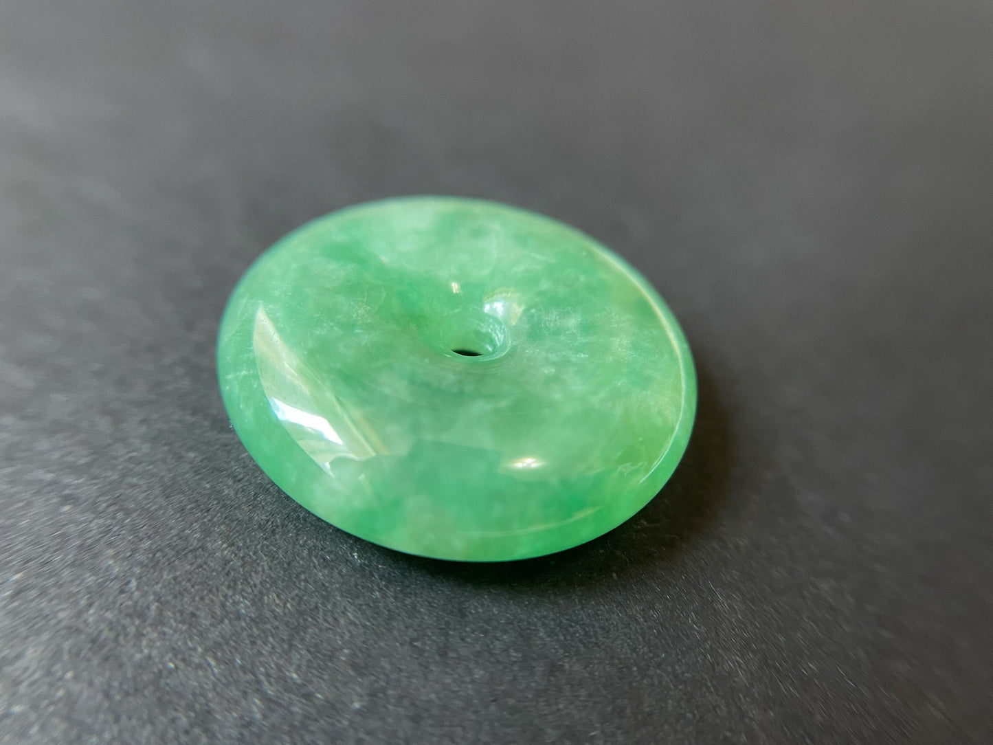 Icy Type Vivid Green Jadeite Donut Pendant