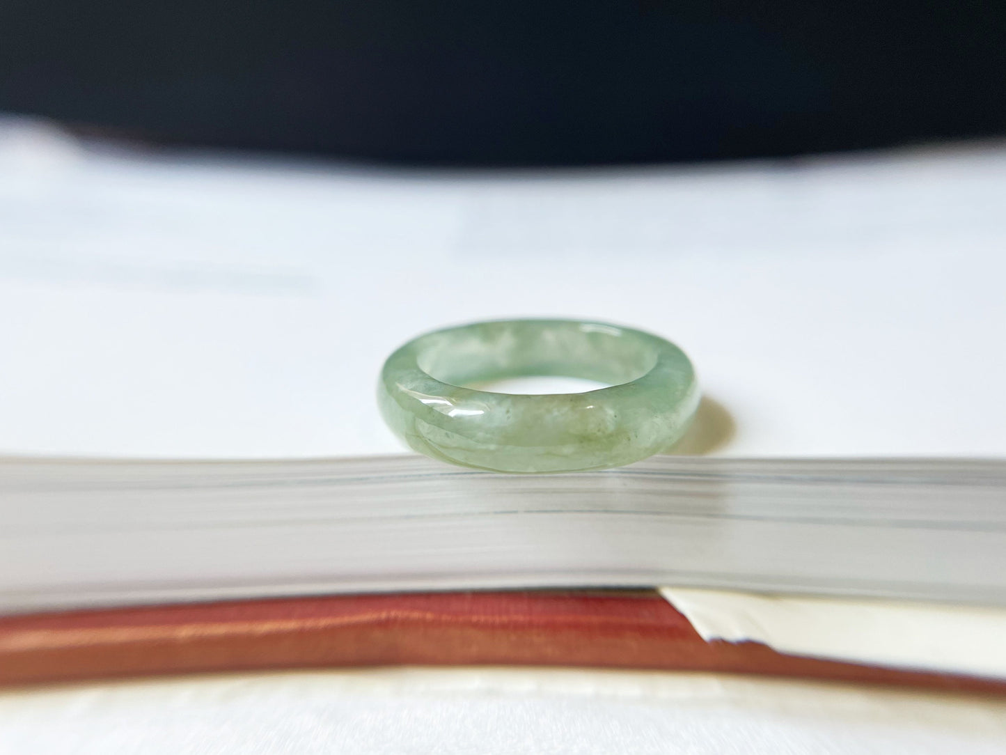 Icy Type Green Jadeite Ring Band - 162mm