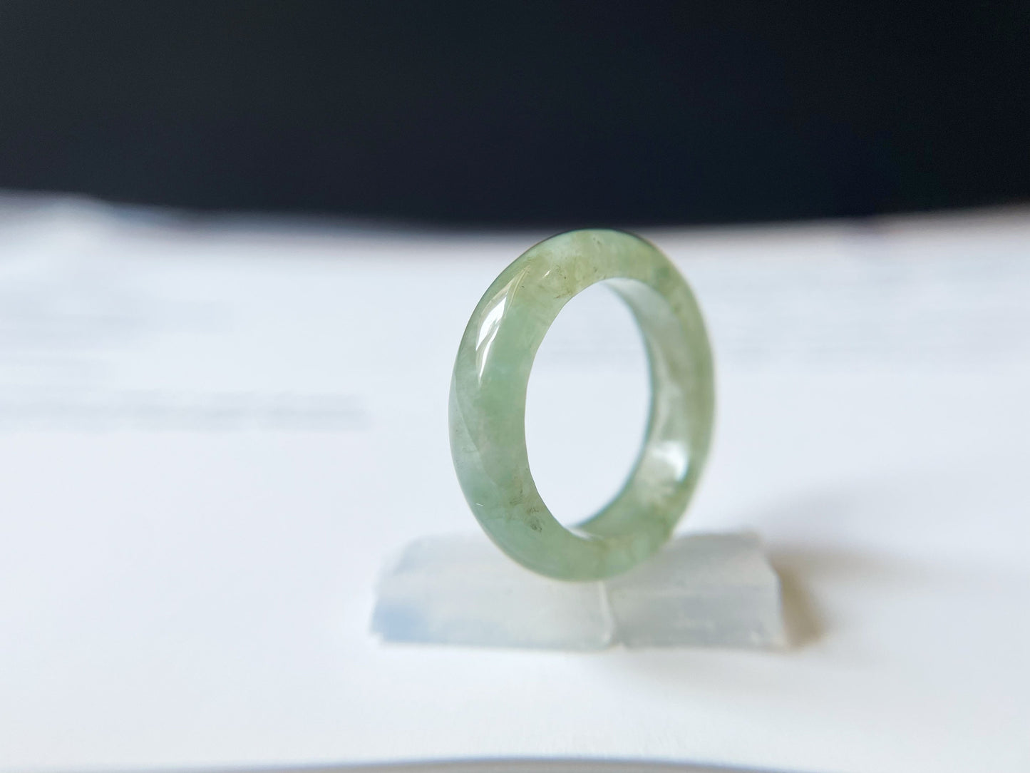 Icy Type Green Jadeite Ring Band - 162mm