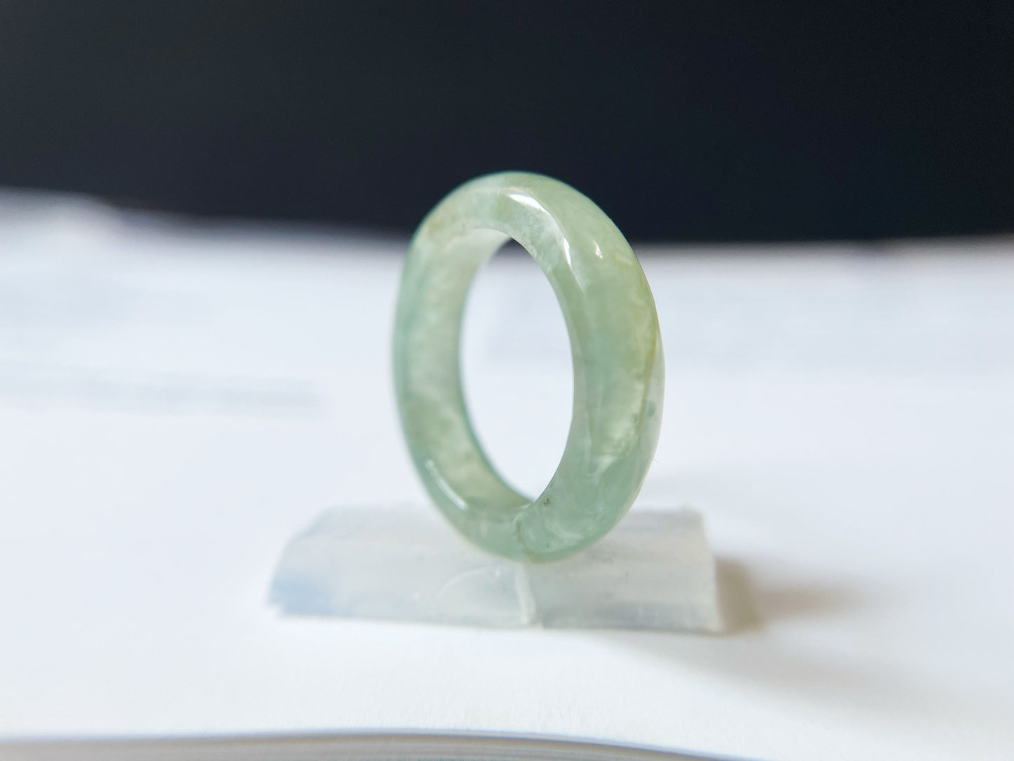 Icy Type Green Jadeite Ring Band - 162mm