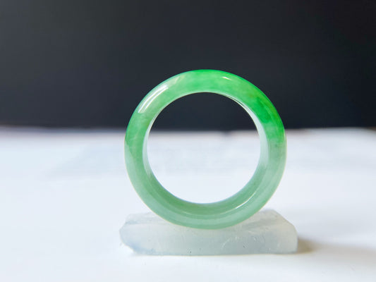 Minimalist Vivid Bright Green Jadeite Jade Ring Band - 18.3 mm