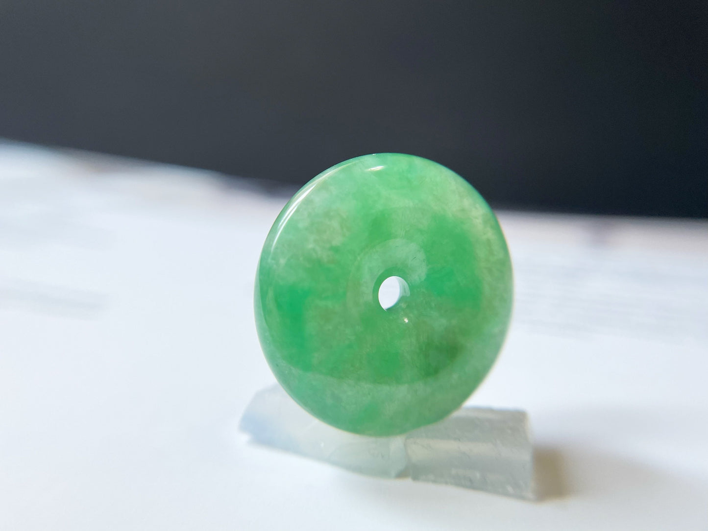 Icy Type Vivid Green Jadeite Donut Pendant