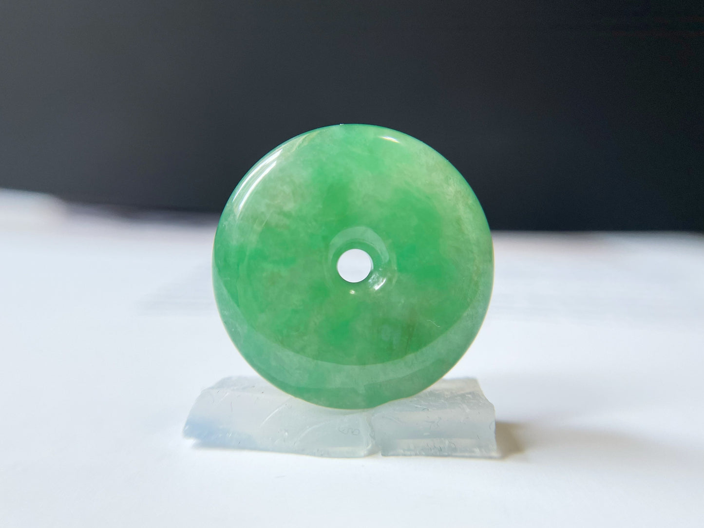 Icy Type Vivid Green Jadeite Donut Pendant