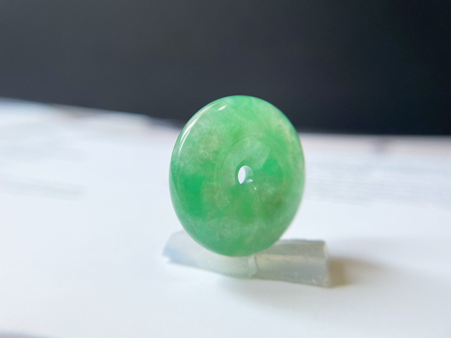 Icy Type Vivid Green Jadeite Donut Pendant