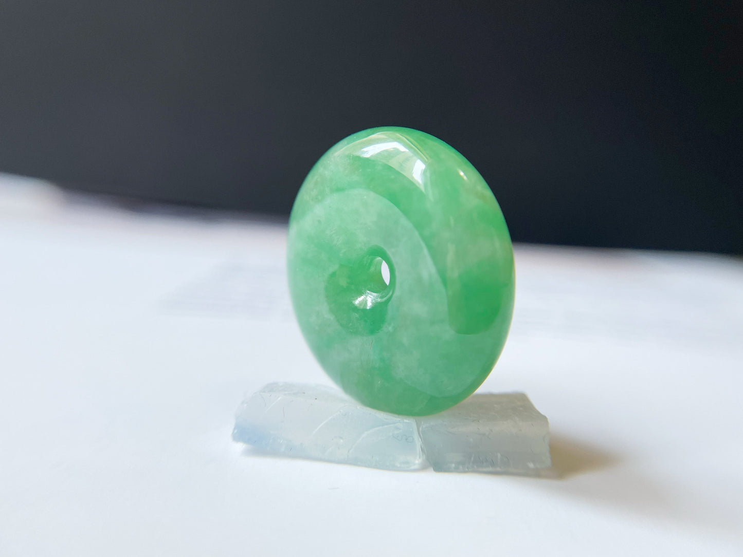 Icy Type Vivid Green Jadeite Donut Pendant