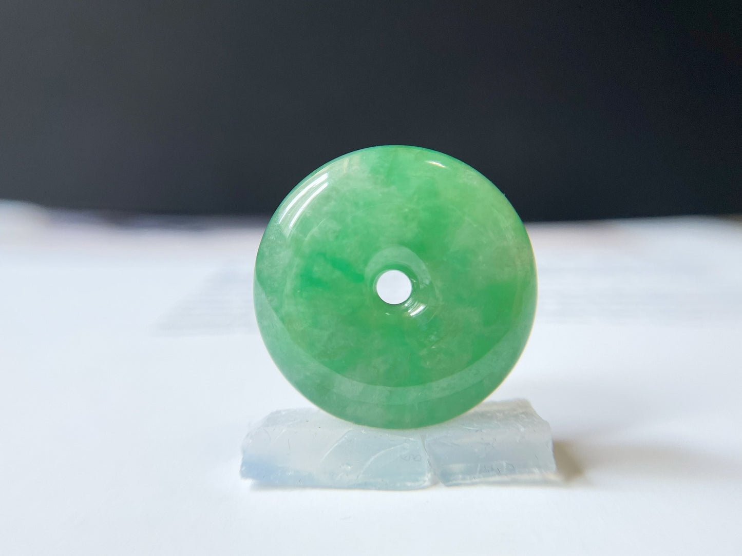 Icy Type Vivid Green Jadeite Donut Pendant