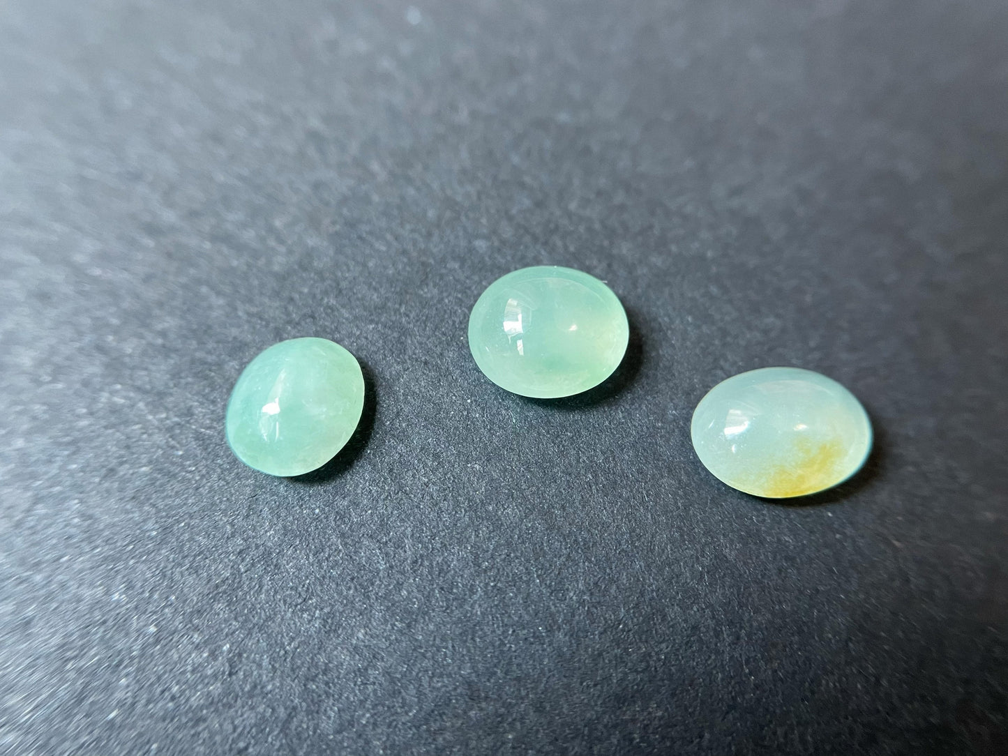 Jadeite Cabochons - Icy Apple Green with Yellow Undertones