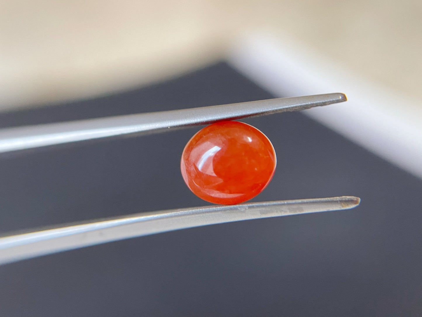 Brick Red Icy Jadeite Cabochon