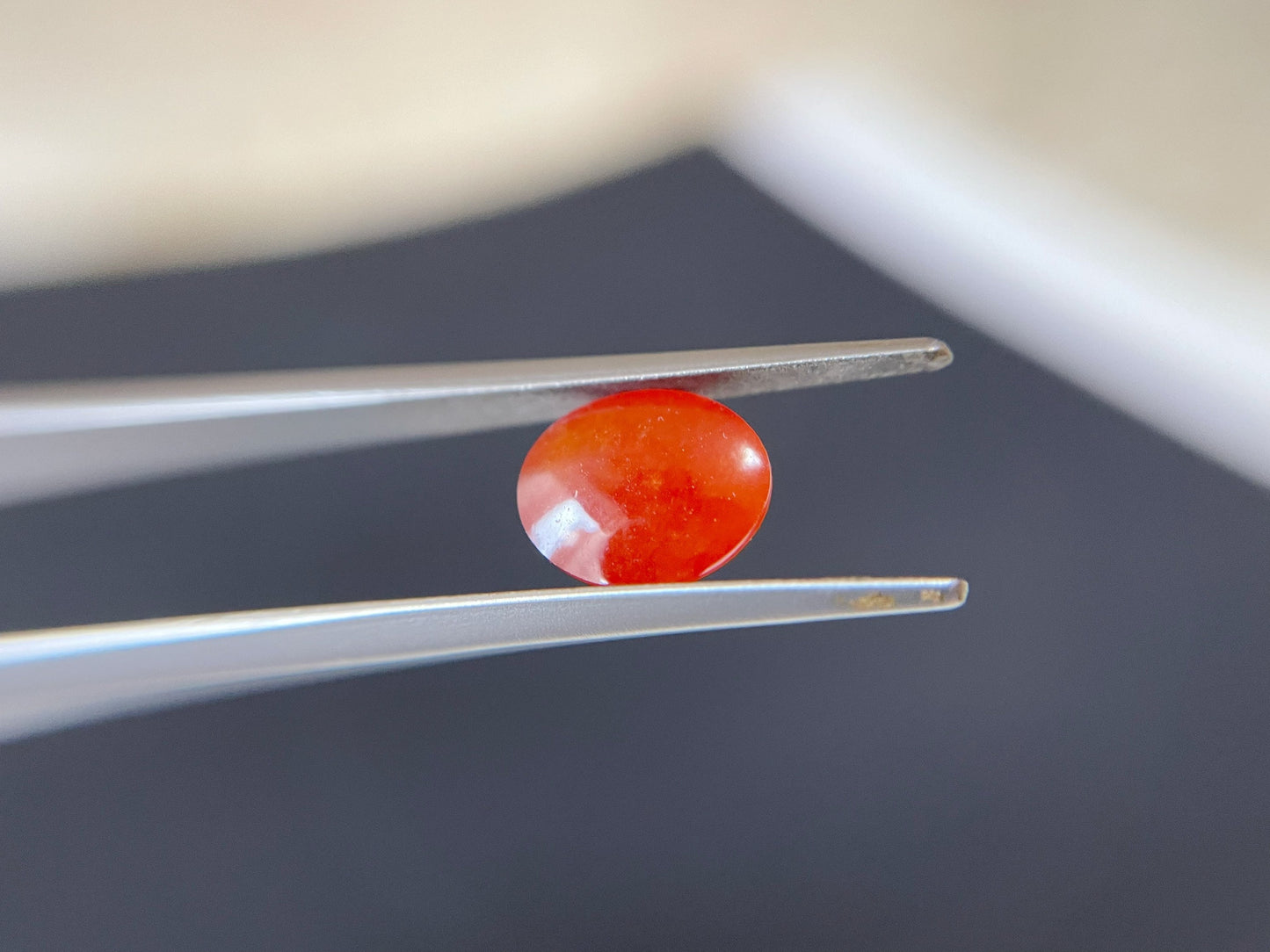 Brick Red Icy Jadeite Cabochon