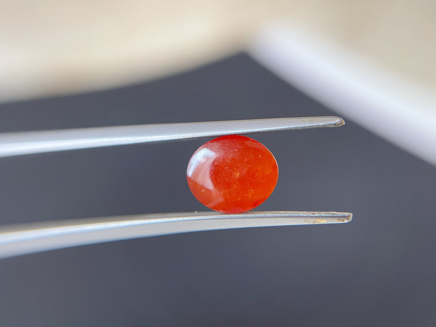 Brick Red Icy Jadeite Cabochon