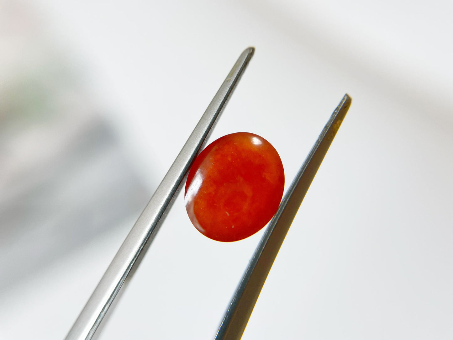 Brick Red Icy Jadeite Cabochon