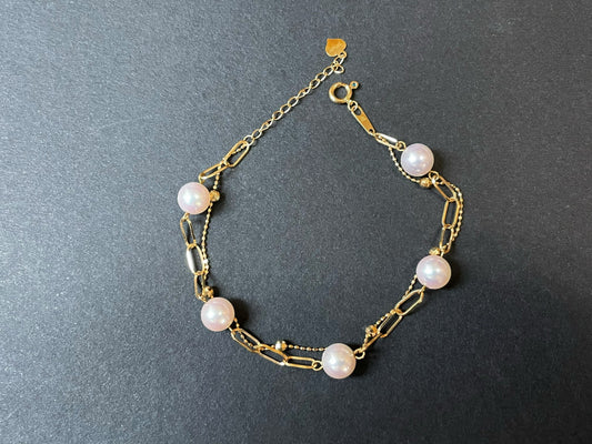 Bracelet de perles Akoya double couche en or 18 carats