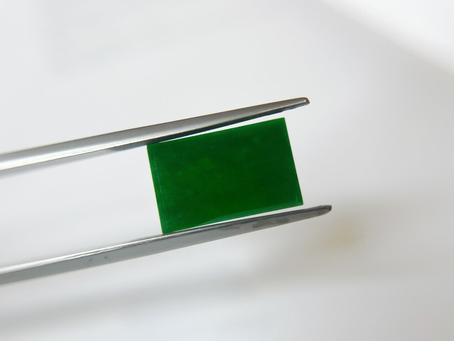 Intense Green Jadeite Rectangle Gemstone