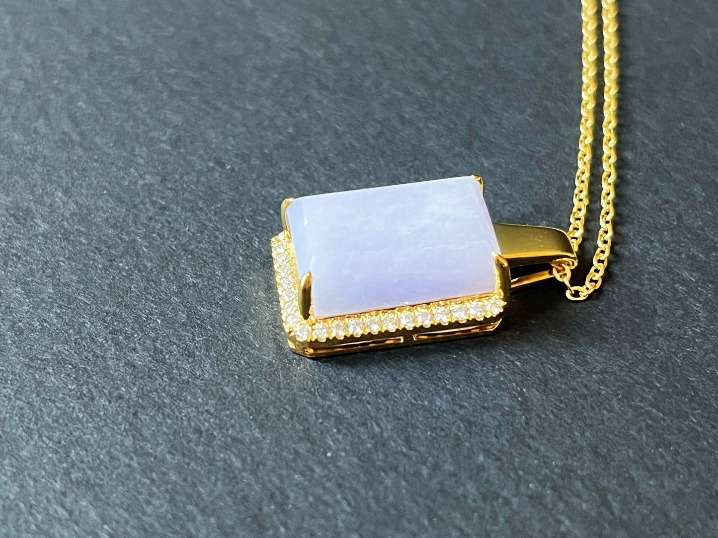 Lavender Jadeite Pendant Necklace - Minimalism Design