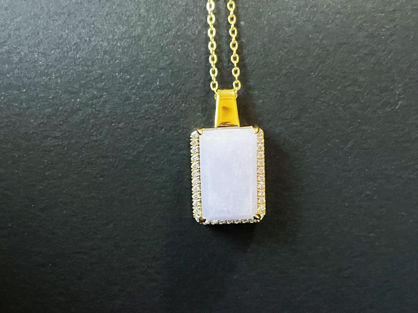 Lavender Jadeite Pendant Necklace - Minimalism Design