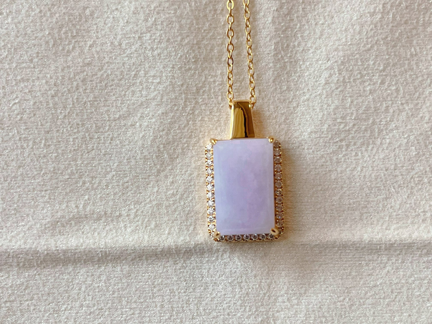 Lavender Jadeite Pendant Necklace - Minimalism Design