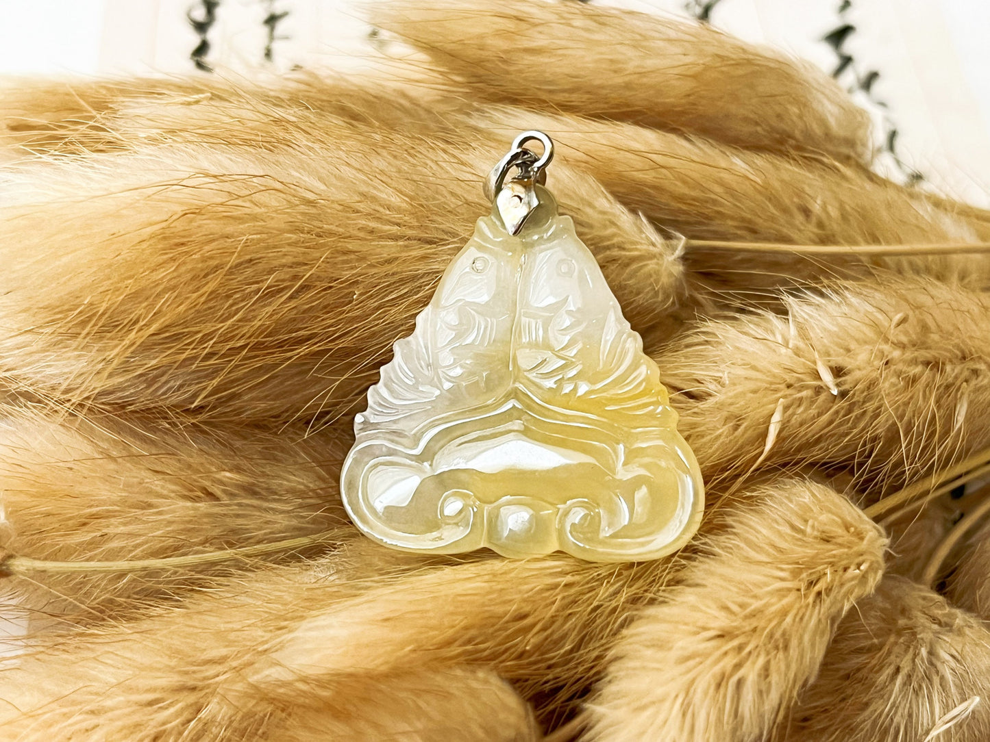 Icy Type Yellow Jadeite Pisces Fish Pendant