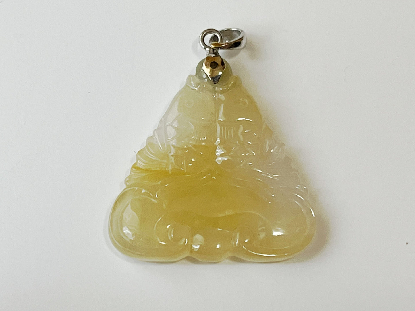 Icy Type Yellow Jadeite Pisces Fish Pendant