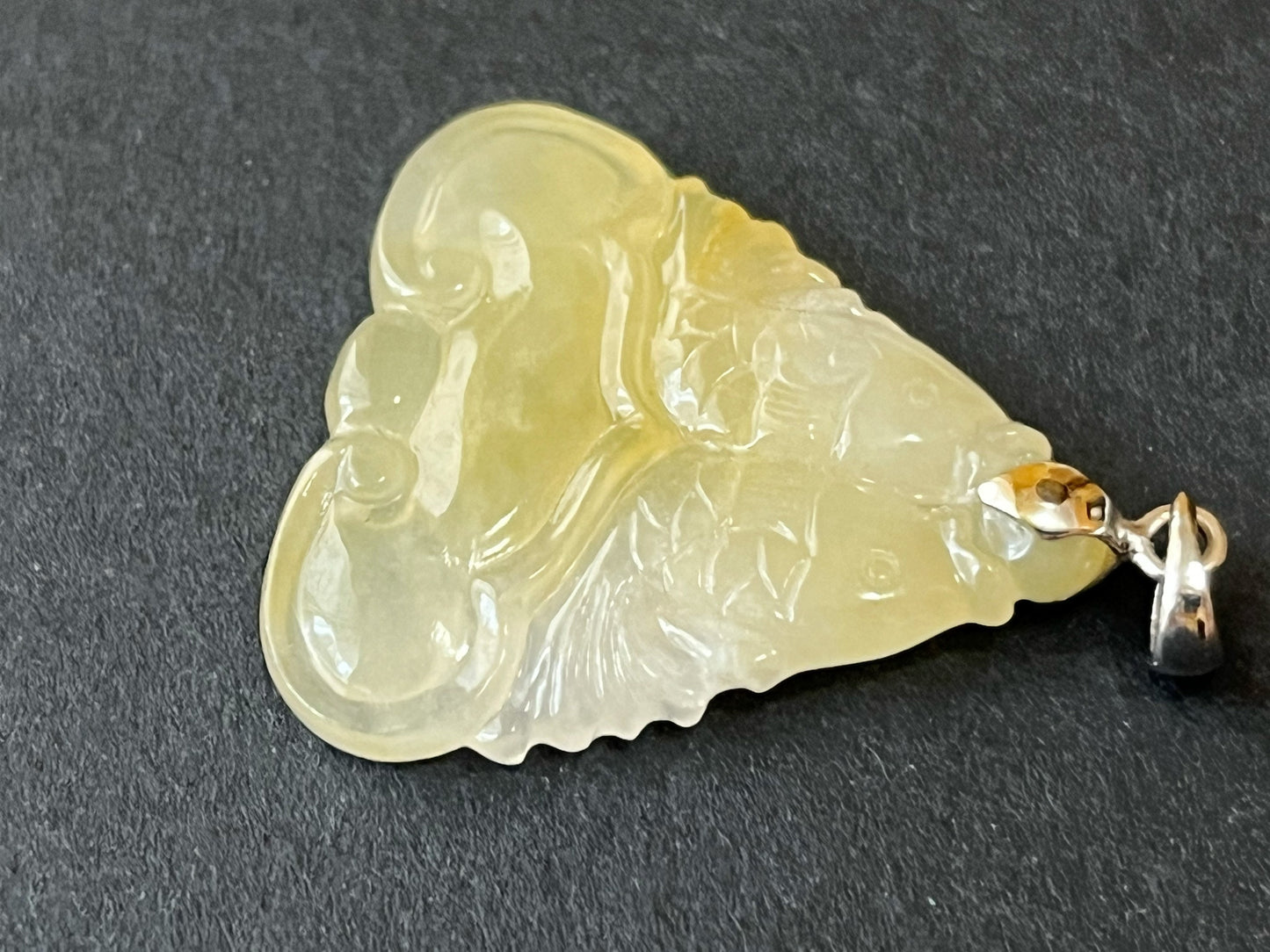 Icy Type Yellow Jadeite Pisces Fish Pendant