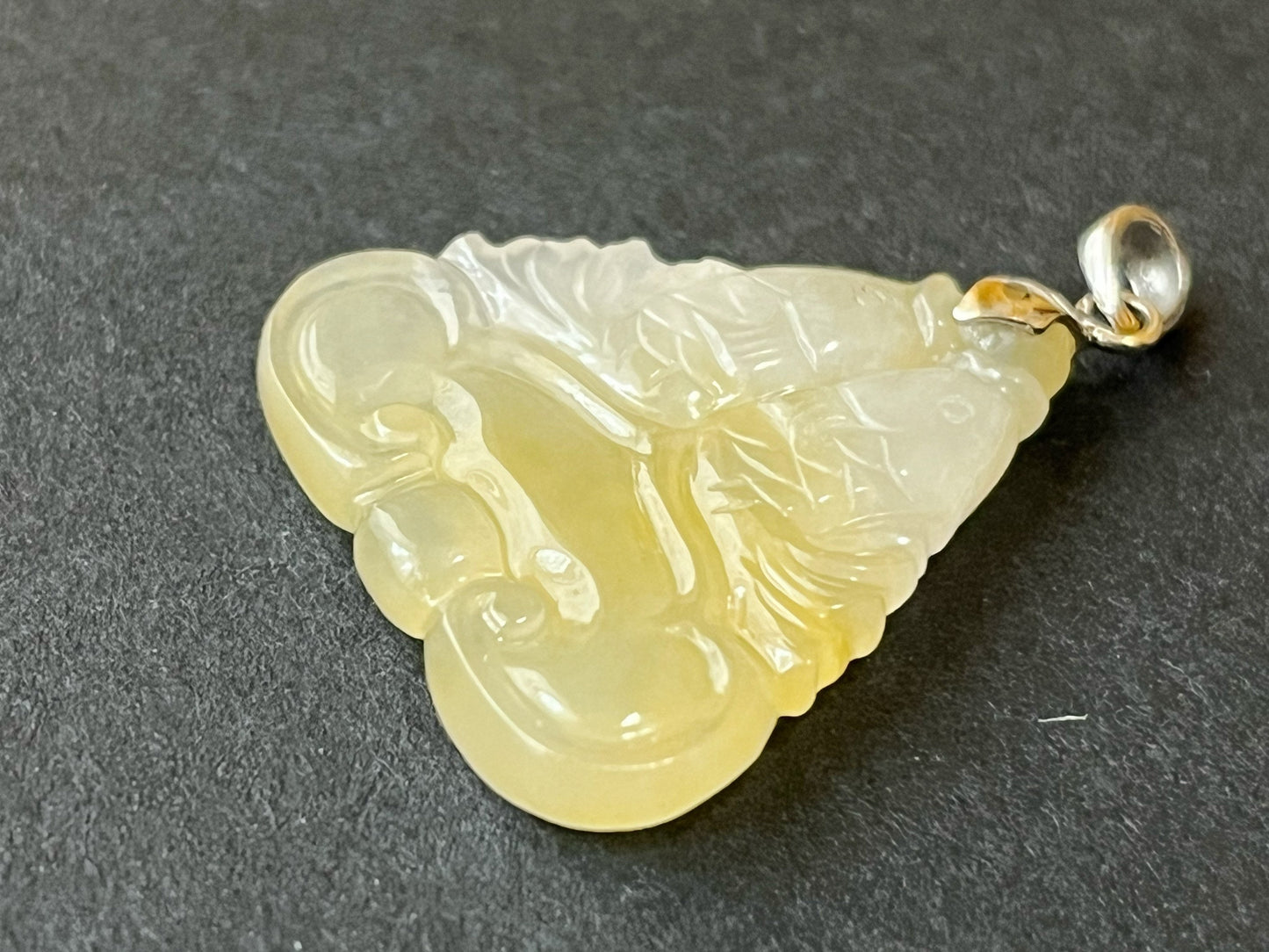 Icy Type Yellow Jadeite Pisces Fish Pendant