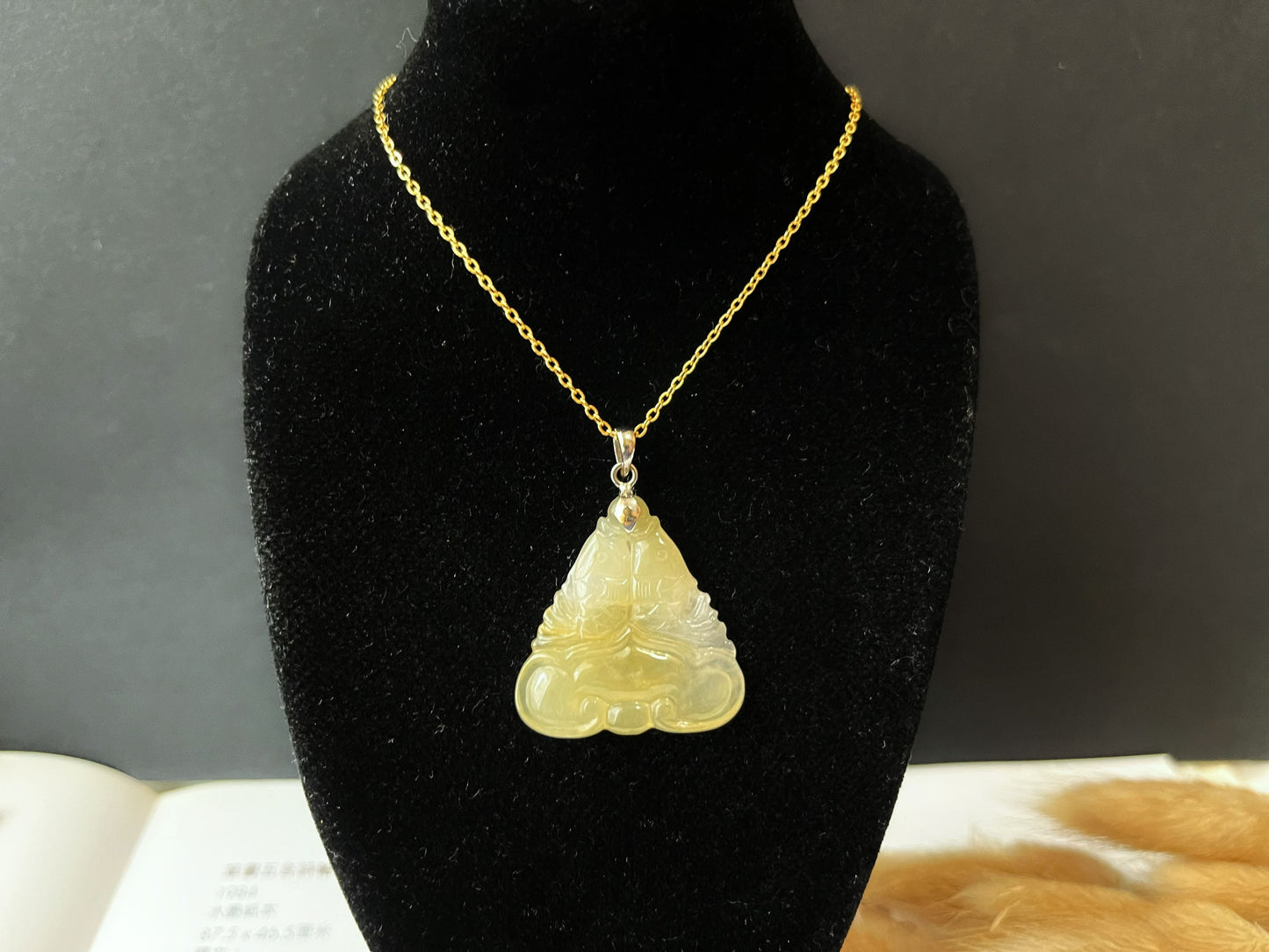 Icy Type Yellow Jadeite Pisces Fish Pendant