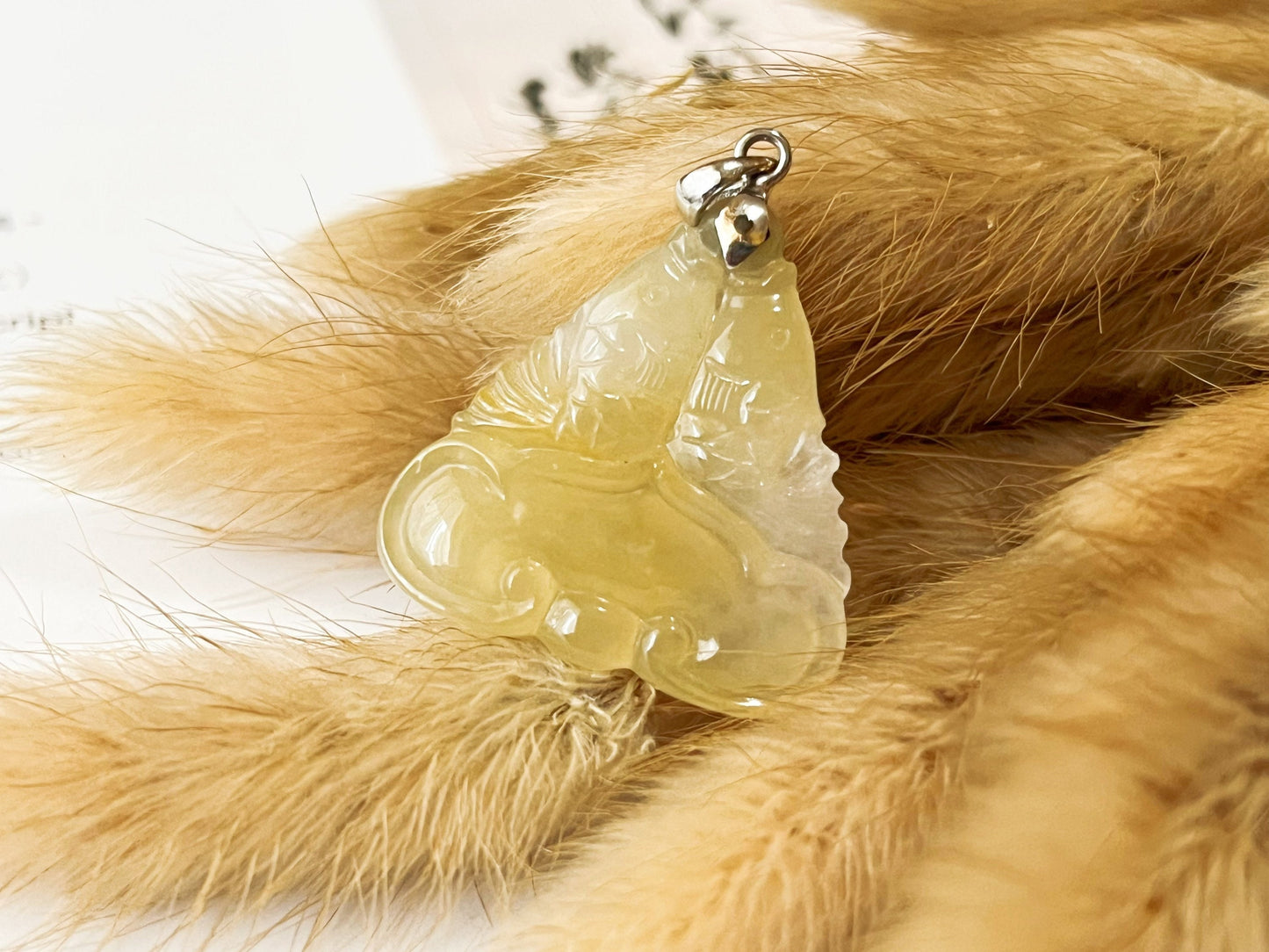 Icy Type Yellow Jadeite Pisces Fish Pendant