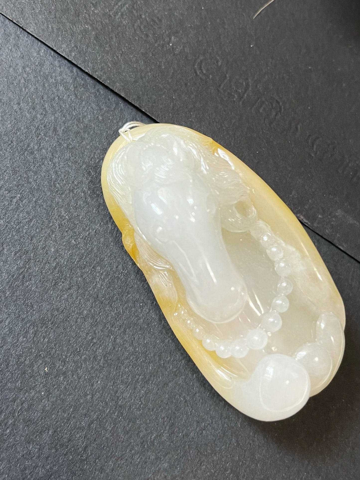 Icy Texture Carved Horse Jadeite Jade Pendant