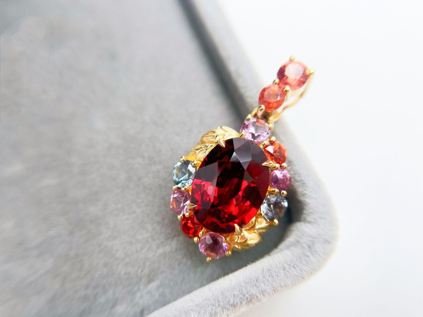 Red Garnet and Burma Spinel Pendant