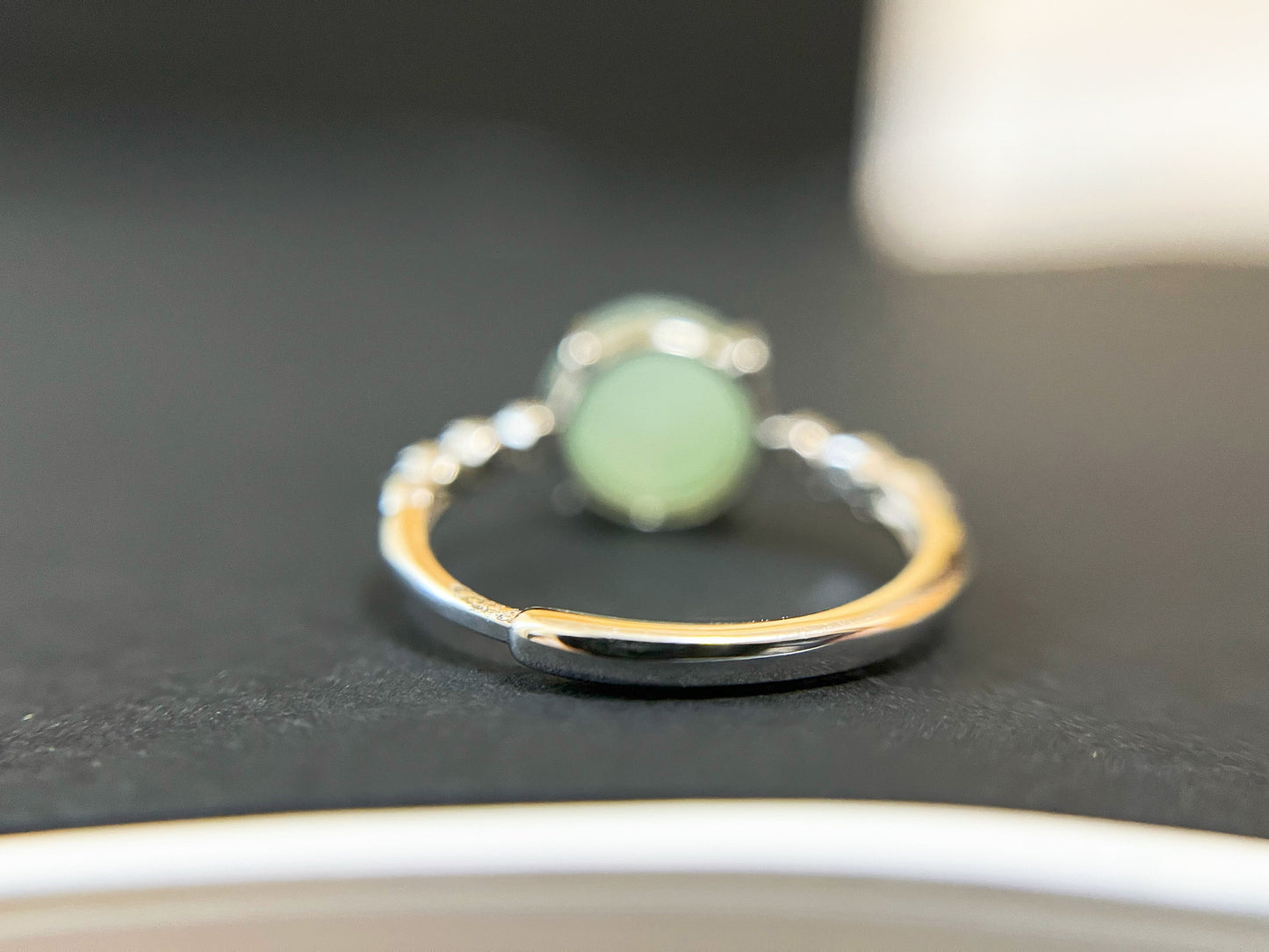 Icy Light Green Jade Silver Ring