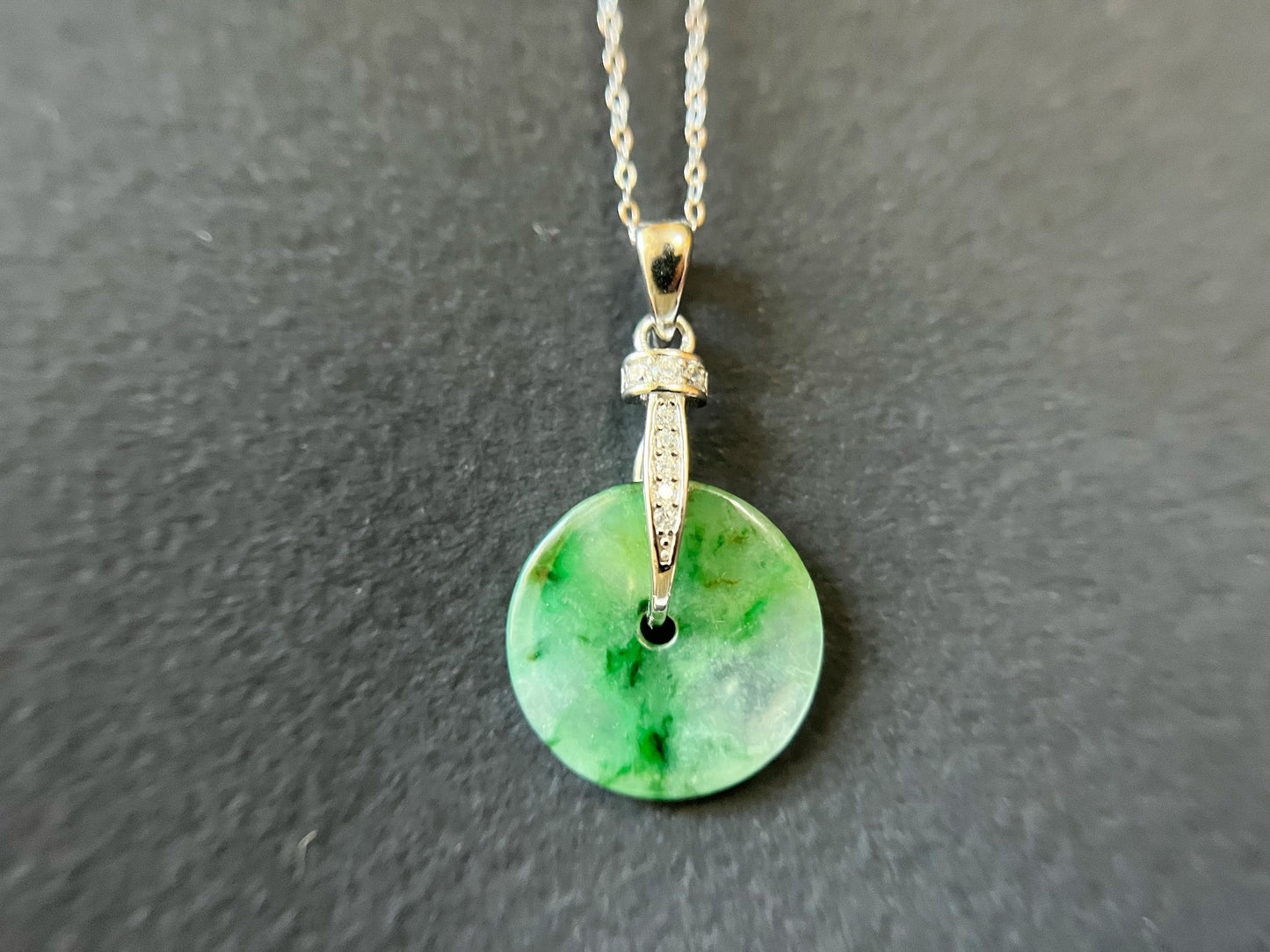 Jadeite Donut Pendant with Sterling Silver Chain