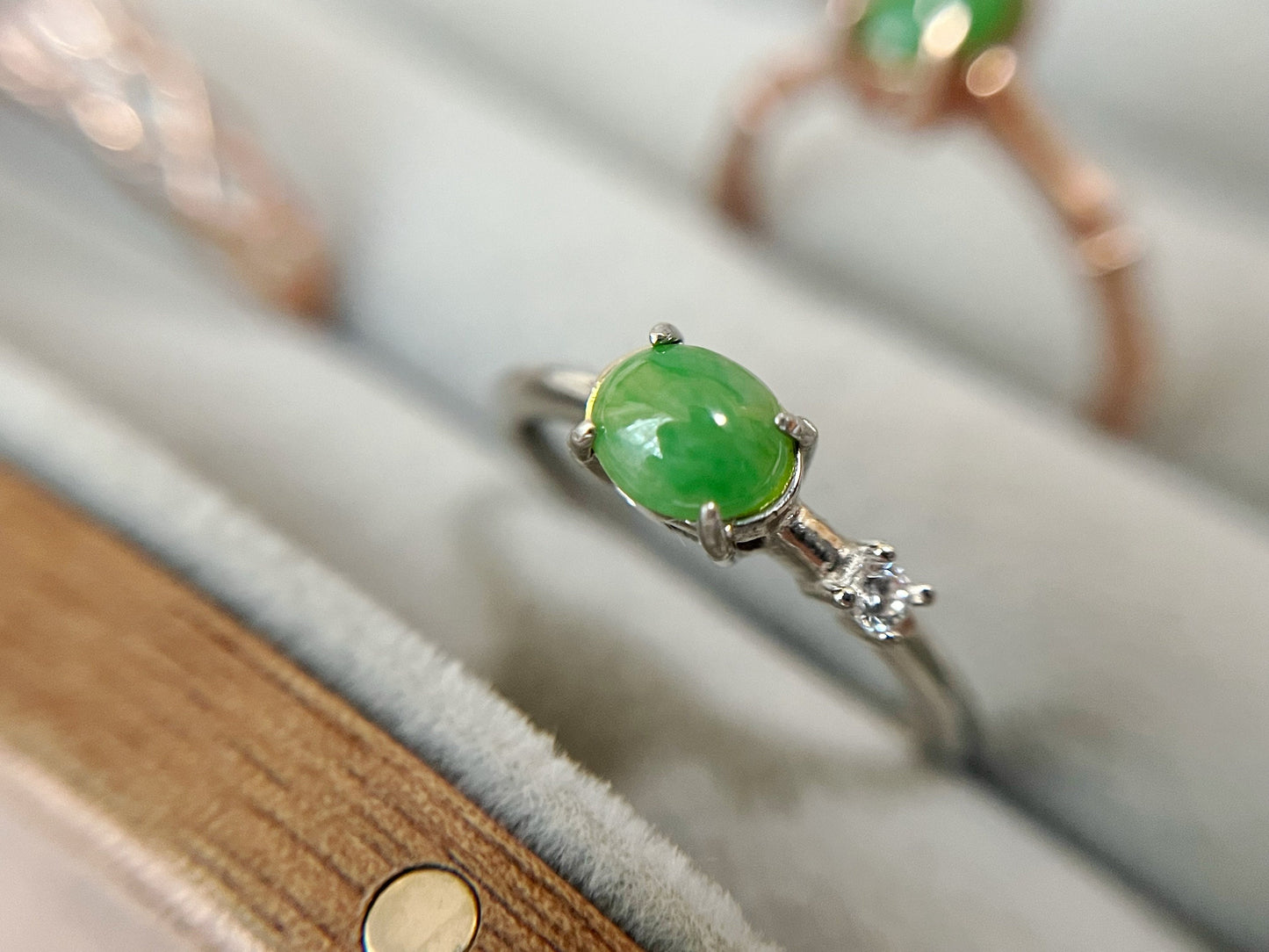 Bright Green Jade Silver Ring