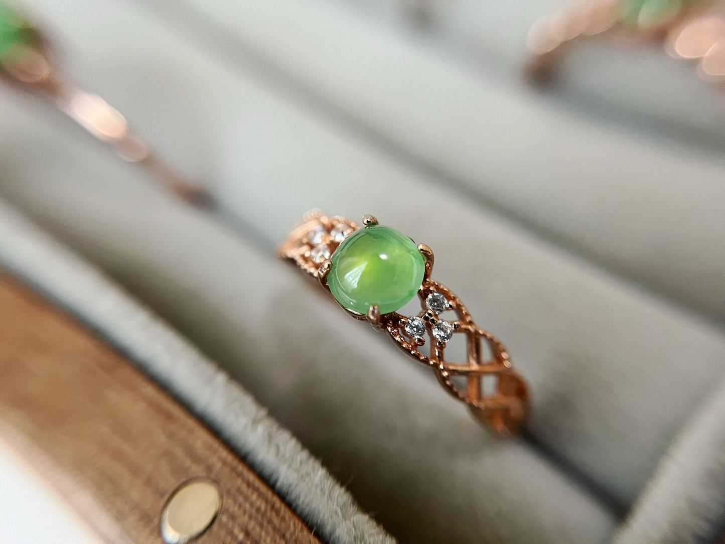 Icy Light Green Jade Silver Ring