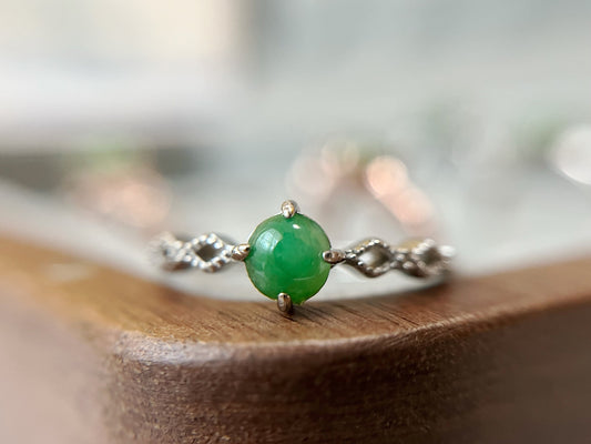 Green Jade Silver Ring