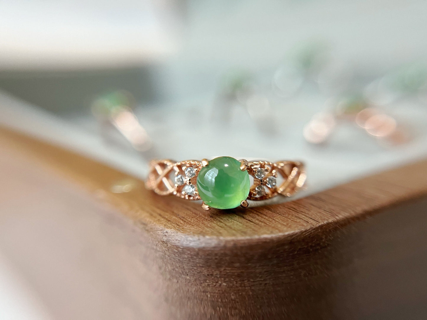 Icy Light Green Jade Silver Ring